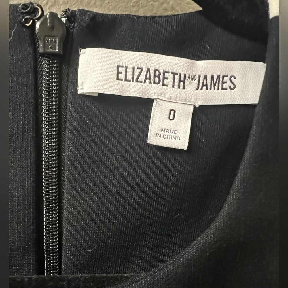 Elizabeth and James Shylen Asymmetrical Midi Dress in Black & White Sz 0 - Picture 6 of 16